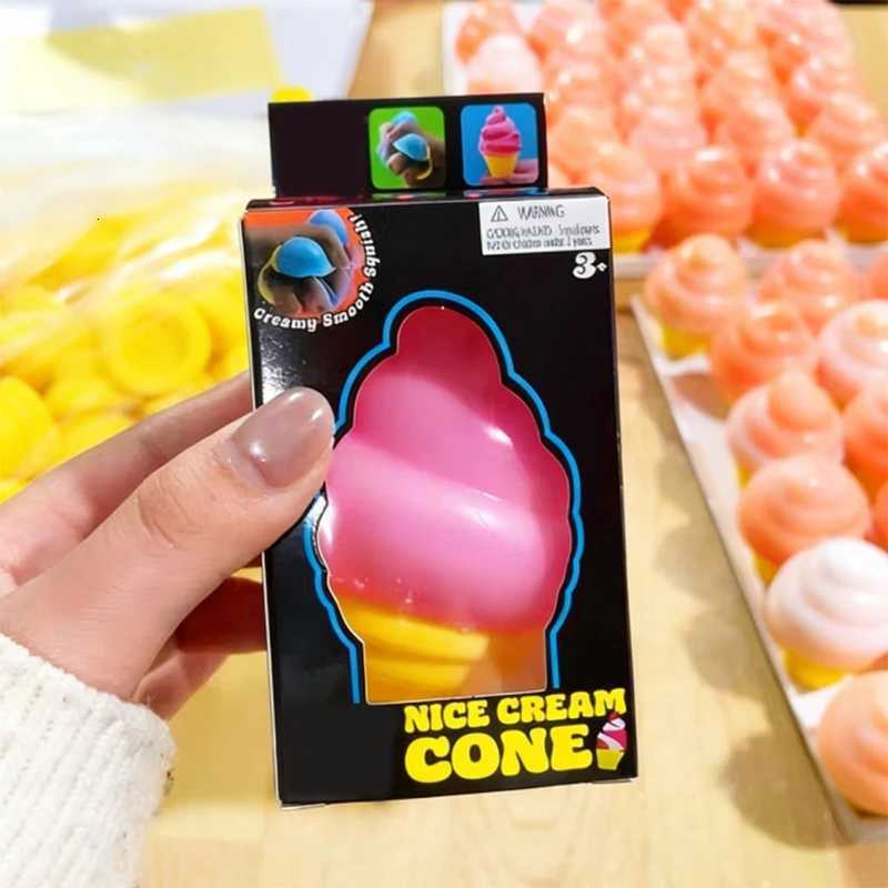 Hot Needoh Ice Cream Cone Squishy Toy TPR Soft Elastic Decompression Ball Stress Relief Fidget Toy for Adults Kids L260509