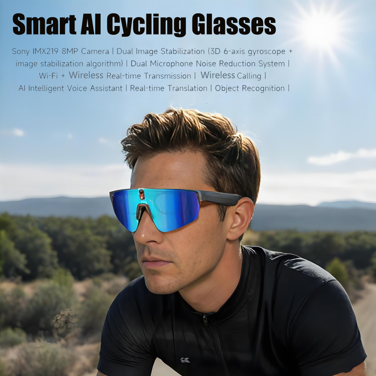 AI Glasses with HD 8MP Camera,Smart Glasses with 290 mAh,4K Video Camera Sunglasses with Smart Translation