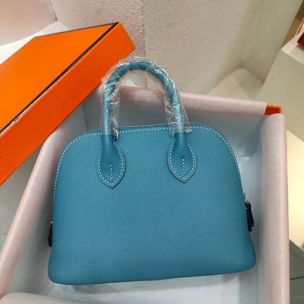 New Mini Bowling Made From Original Ev Leather High Quality Semi Handmade With Waxed Thread Crossbody Shell Bag SENYY