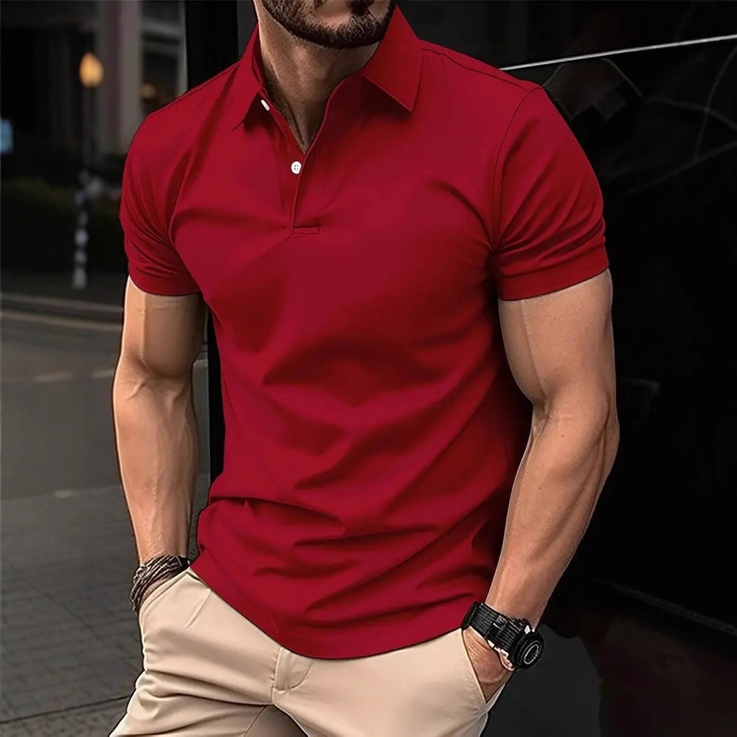 Summer Polo Shirt Digital 3D Print Solid Color Casual Mens Button Turn-Down Collar Short Sleeve 251218 - view 5
