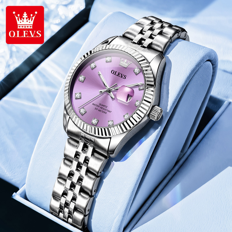 OLEVS Brand Designer Watch New Fashionable Minimalist Calendar Quartz Watch Waterproof Night Light Daily Travel Women's Watch Women's Watch