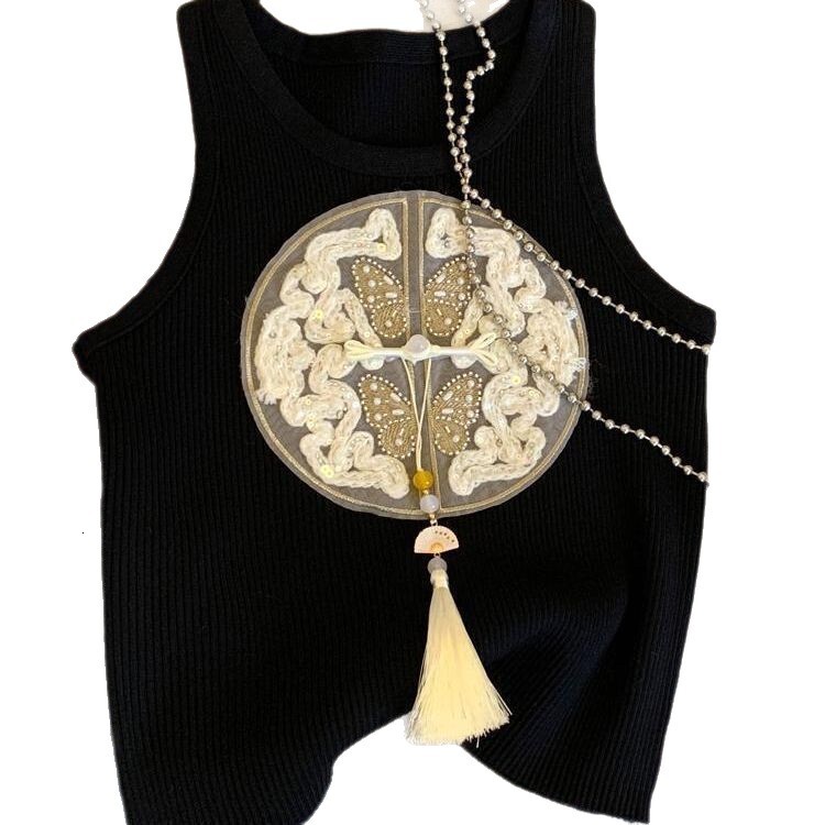 Large Size Women's Embroidered Camisole Designer Vest For 2026 Summer New Versatile Retro Fashion Casual Outdoor Temperament Sleeveless Top Trend