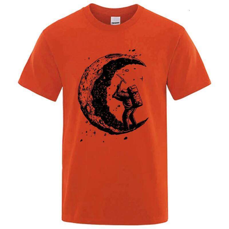 Men's High Quality 100% Cotton Moon Print Casual Summer Cool Short Sleeve Men Tshirt Loose t-shirt Shirts Male Tee Tops 26Y0509