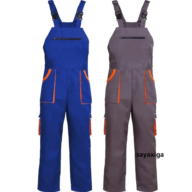 Bib Overalls Men Safety Work Clothing Big Size Protective Coveralls Strap Pants Trousers Jumpsuit Uniforms Sleeveless 260508