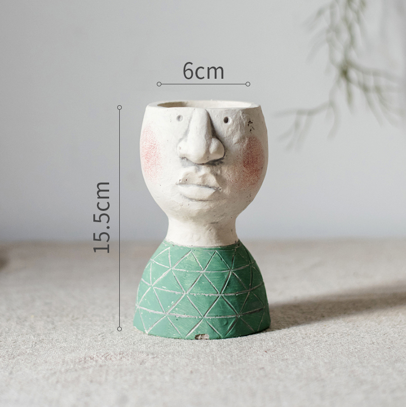 Art Portrait Flower Pot Vase Sculpture Resin Human Face Family Planters Flower Pot Garden Storage Flower Arrangement Home Decors Y200723