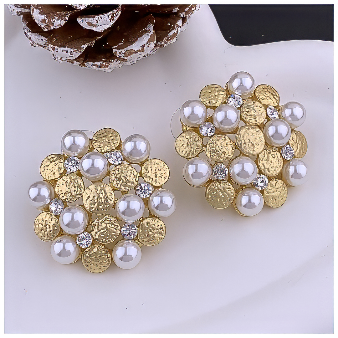 Designer Earrings Designer Earrings Women 18K Gold Plated Earring Vintage Molten Pearl Pave Stud Earrings Luxury Jewlery Designer for Women Elegant Gi