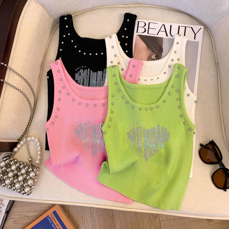 Love Print Designer Camisole Vest Fashionable And Sexy Summer Sleeveless Slim Fit Dopamine Commuting Beach Tight Fitting Versatile Slimming Top