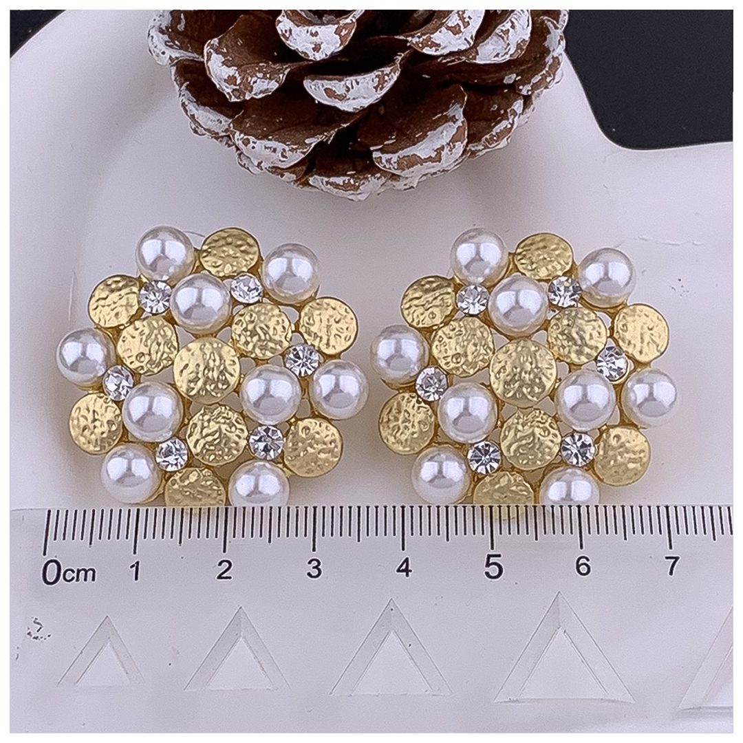 Designer Earrings Designer Earrings Women 18K Gold Plated Earring Vintage Molten Pearl Pave Stud Earrings Luxury Jewlery Designer for Women Elegant Gi