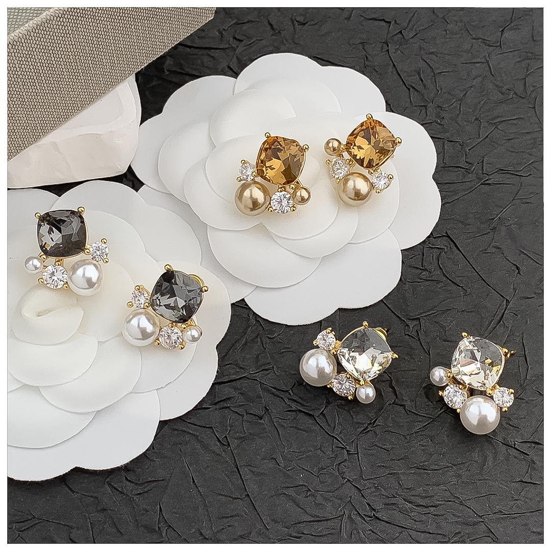 Designer Earrings Women 18K Gold Plated Earring Diamond Pearl Earrings Luxury Jewlery Designer for Women Sparkling Premium Free Shipping Buy One Get O