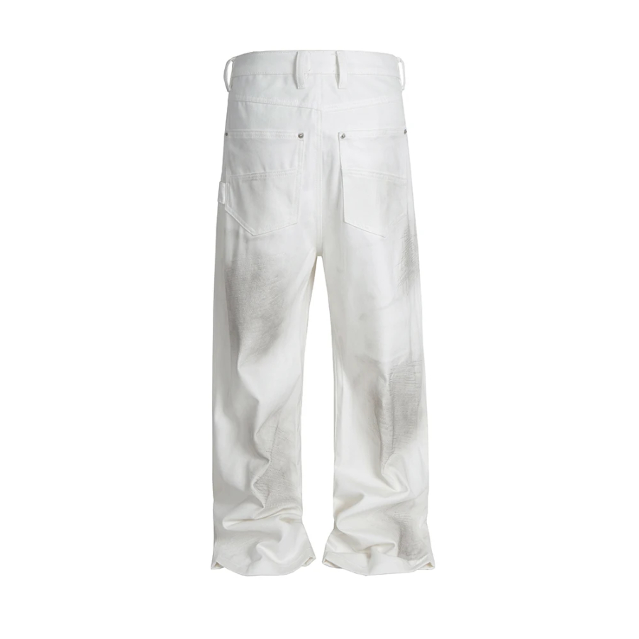 Hip Hop White Dirty Dye Cleanfit Baggy Cargo Pants for Men Straight Vintage Loose Overalls Ropa Homber Unisex Trousers