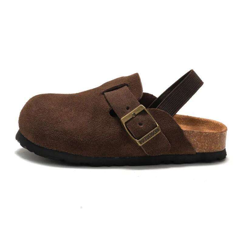 Kidmi New Kids Suede Toddler Clogs Boys Girls Sandals Cork Adjustable Buckle Mules Cute Home Children Slippers 26H0509 - view 6