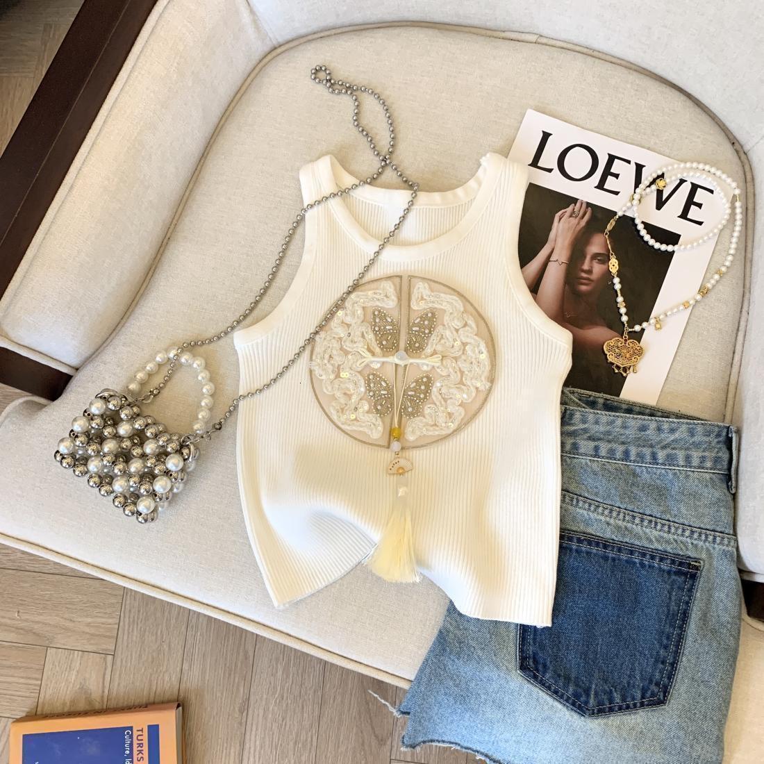 Large Size Women's Embroidered Camisole Designer Vest For 2026 Summer New Versatile Retro Fashion Casual Outdoor Temperament Sleeveless Top Trend