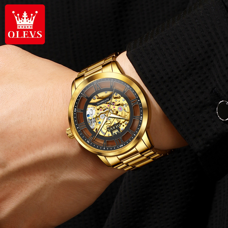OLEVS New Classic Luxury Watch Designer's New Hollow Perspective Mechanical Watch Suitable for Business Daily Travel Outdoor Waterproof Night Lig