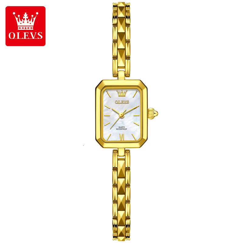 OLEVS Female Mini Designer Watch New Fashionable Casual Gold Watch Square Fashionable Quartz Watch Waterproof Night Light Women's Watch Women