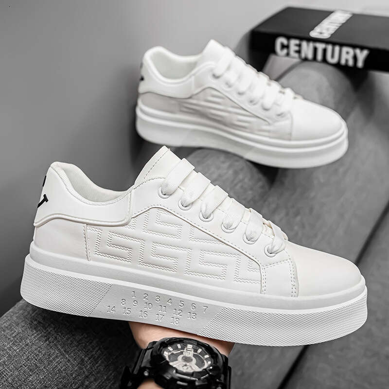 Spring Men's New Breathable White Sneakers for Male Students Trendy Versatile Thick-Soled Sports Casual Shoes - view 4