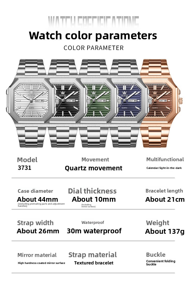 OLEVS Inspired Dual Calendar Designer Watch Waterproof Anti Fog Stainless Steel Sports Casual Men Wristwatch Lightweight Durable Daily Wear Trendy Fas