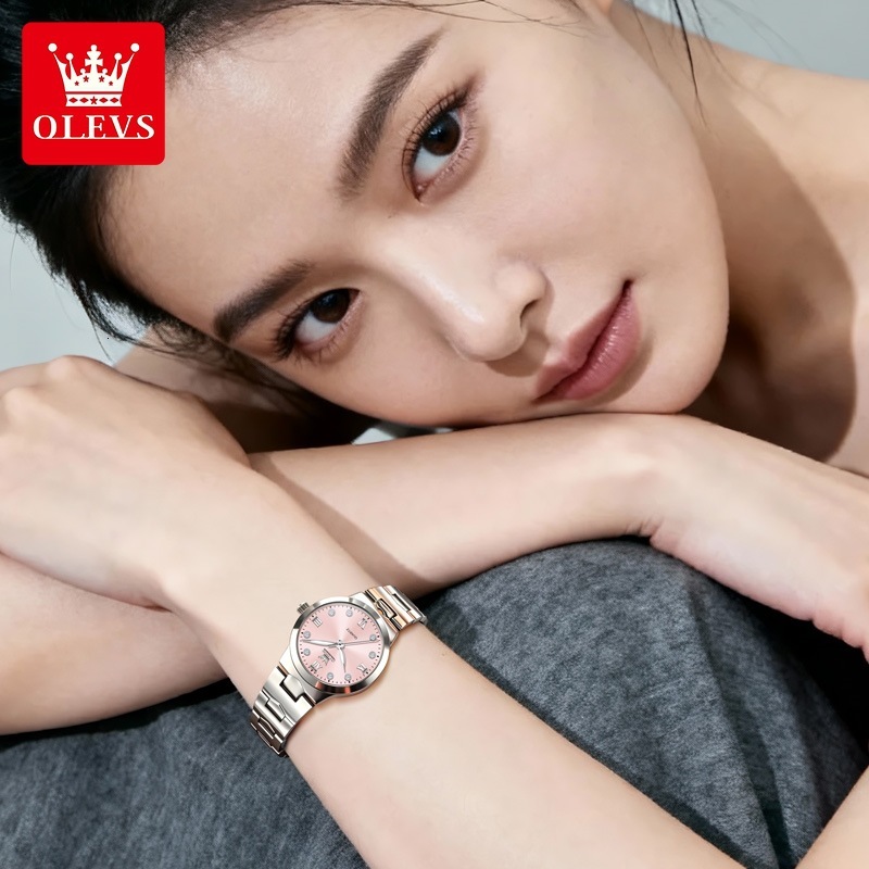 OLEVS Minimalist Luxury Ladies Analog Quartz Watch Stainless Steel Mini Dial Luminous Waterproof Shockproof Classic Casual Fashion Wristwatch For Wome