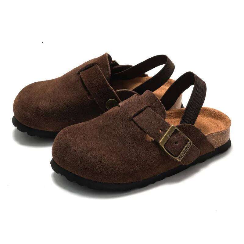 Kidmi New Kids Suede Toddler Clogs Boys Girls Sandals Cork Adjustable Buckle Mules Cute Home Children Slippers 26H0509 - view 5