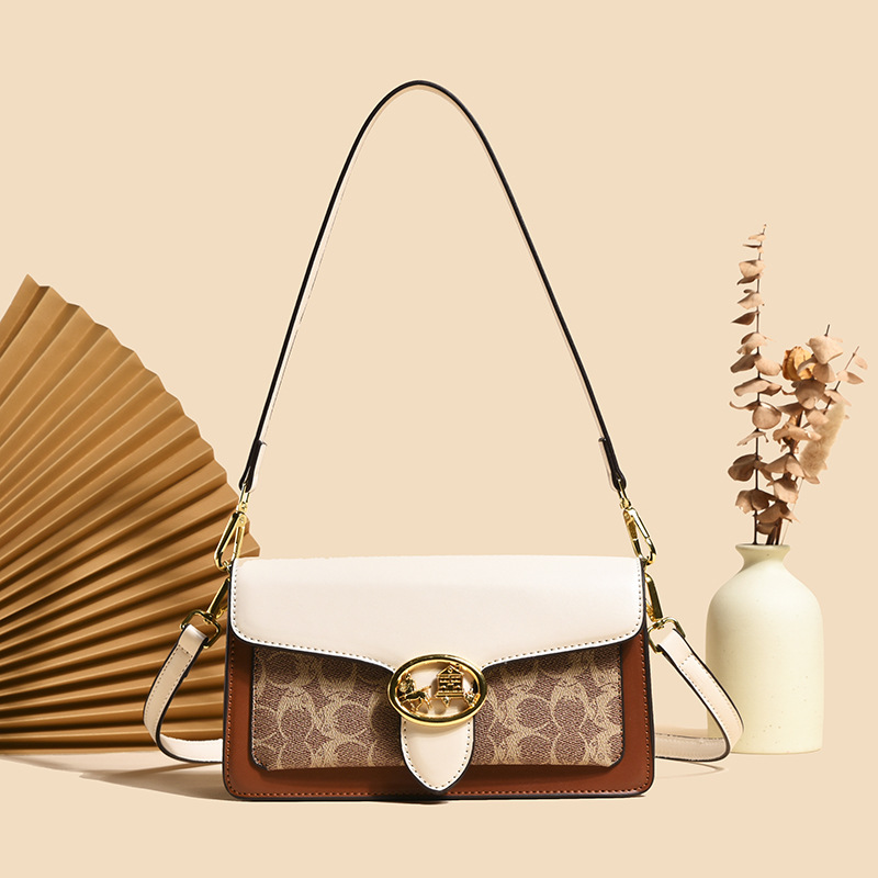 designer luxury New colour-blocked underarm bag for women 2026 new printed shoulder trendy versatile crossbody bag Slim fit