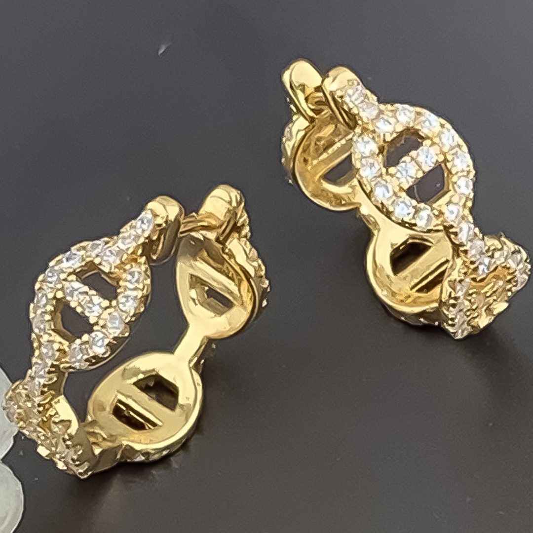 Designer Earrings Women 18K Gold Plated Earring Pig Nose Full Pave Hoop Earrings Luxury Jewlery Designer for Women Elegant Timeless Gift Free Shipping