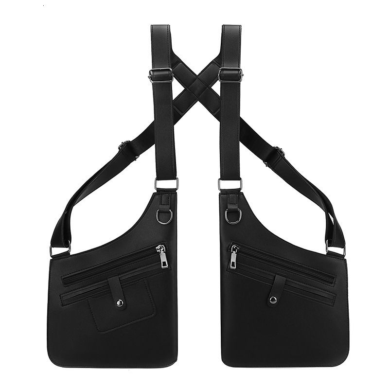 Men's Fashion Chest Outdoor Leather Shoulder Underarm Sling Sports Casual Crossbody Bag
