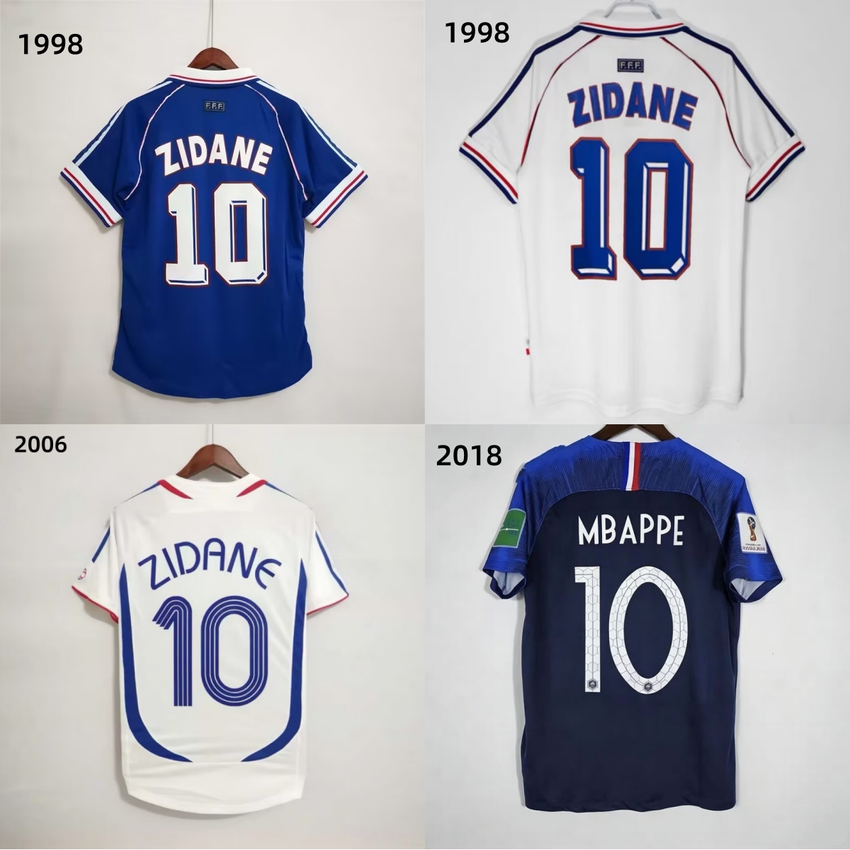 Vintage FRANCE World Cup football jersey 1998 2006 ZIDANE 1998 MBAPPE fan football shirt