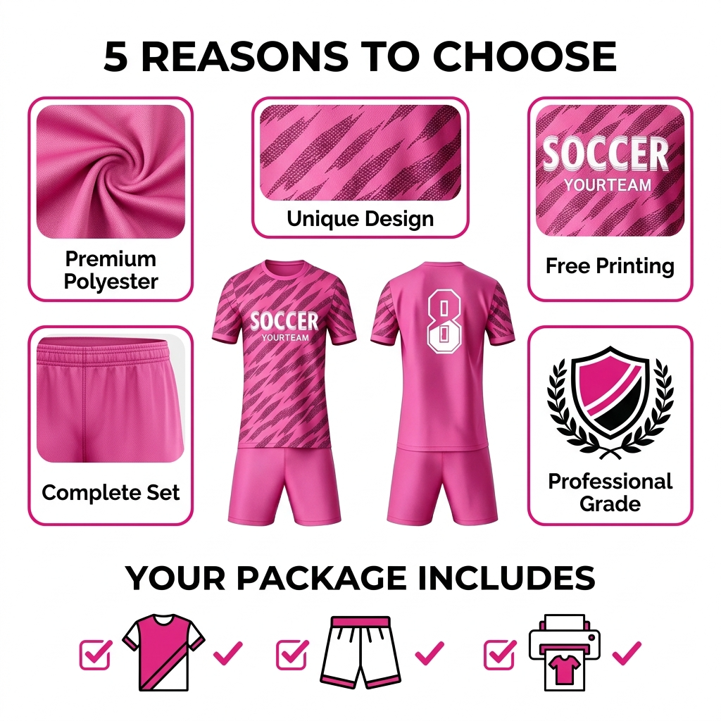 Custom Soccer Jersey Set Men Pink Camo Football Uniform with Shorts Personalized Name Number Breathable Quick Dry Team Training Kit - view 8