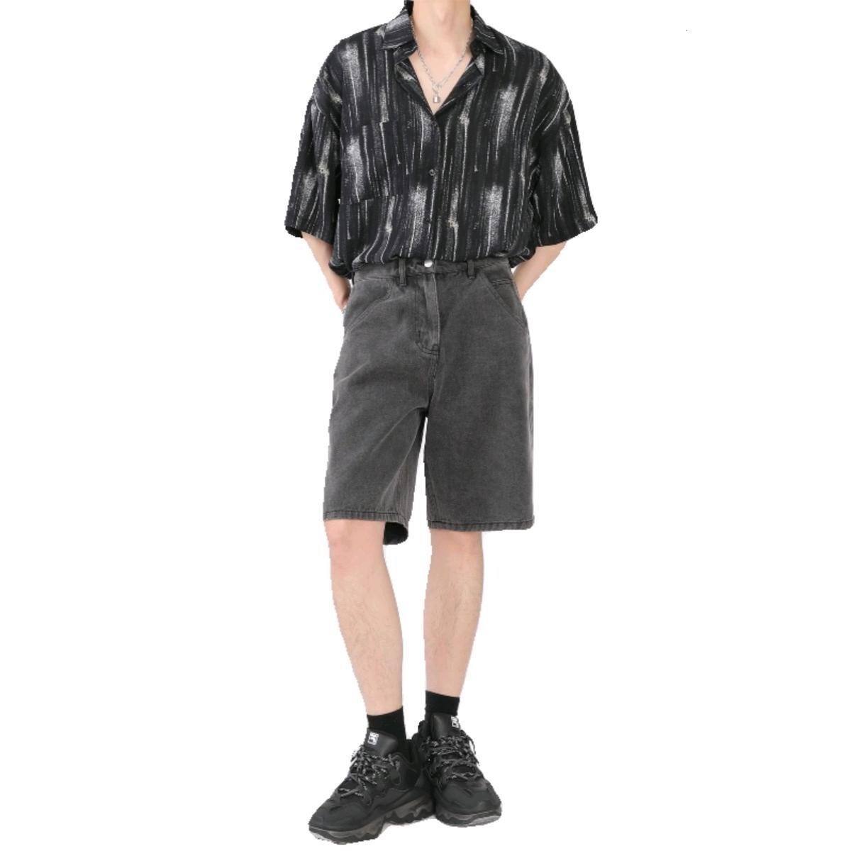 Bestseller Yohji Yamamoto Style Niche Design Striped For Men, Casual Beach Style, Lightweight Short-Sleeved Oversized Shirt T-Shirt Ddmysat