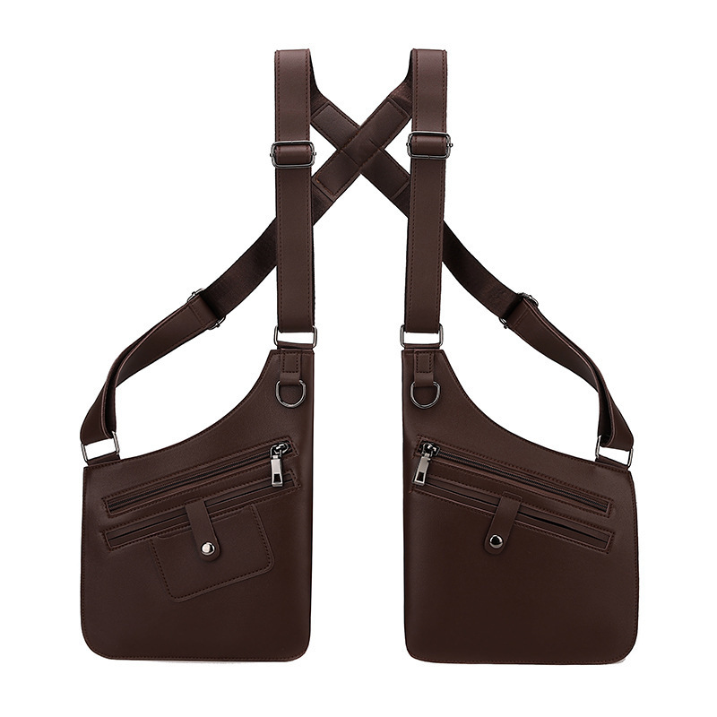 Men's Fashion Chest Outdoor Leather Shoulder Underarm Sling Sports Casual Crossbody Bag
