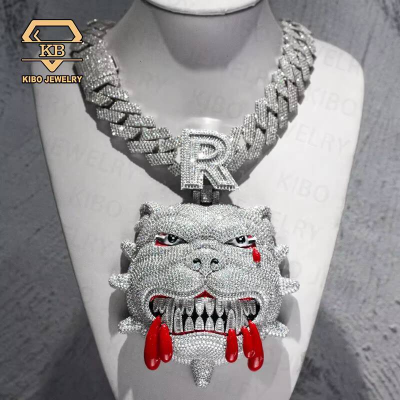 VVS Diamond Chain Pendant Moissanite Big Size Pendant With Iced Out Charm Custom Large Dog Bulldog Pendant for Mens - view 4
