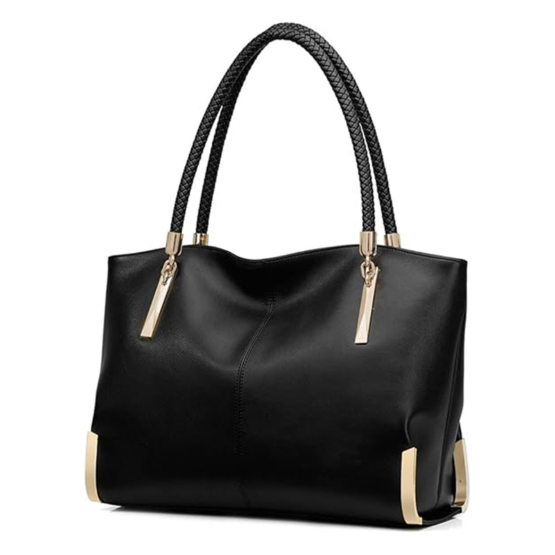 Ladies Luxe Style Handbag Two Layer Leather Shoulder Bag with Braided Handle Ideal for Daily Casual Wear and Versatile Use free shipping