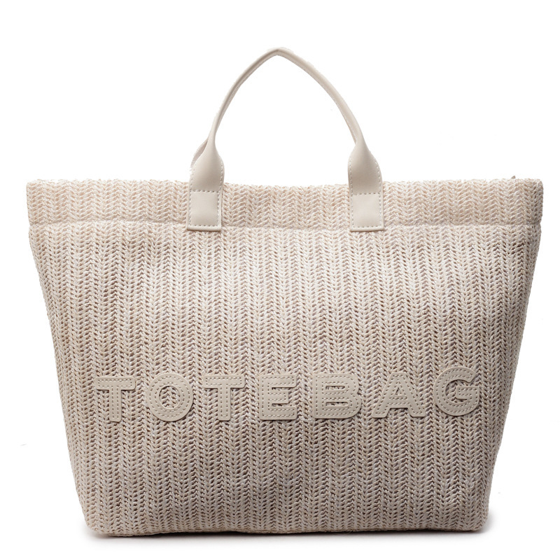 Hot Women's Straw Woven Designer Tote Bag Large Capacity Casual Beach Bag with Letter Print Multi-color Optional Summer Travel Handbag