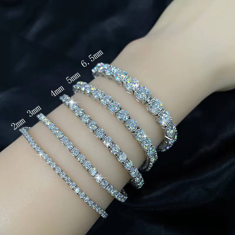 Anster Oem 18K Yellow White Solid Gold 4mm Per VS VVS Round Cut Lab Grown Diamond Jewelry Tennis Bracelet