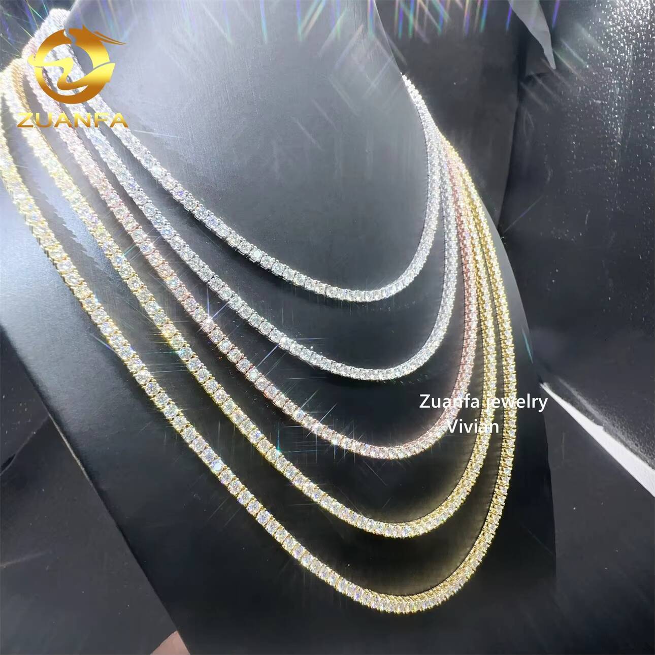 3mm VVS Moissanite Diamond 925 Sterling Silver VVS Moissanite Diamond Jewelry Tester Tennis Chain Men's Bracelet Necklace