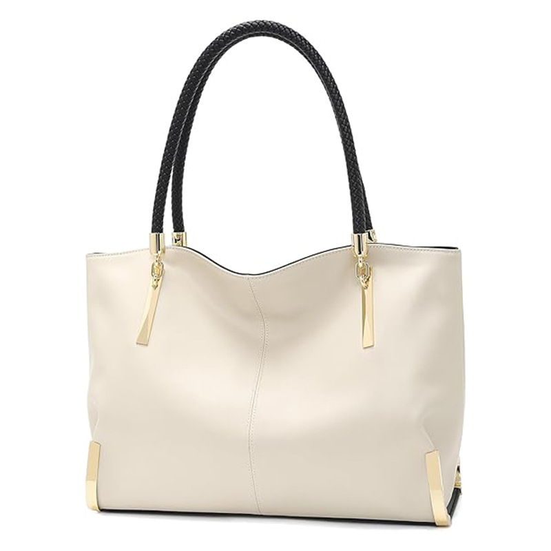 Ladies Luxe Style Handbag Two Layer Leather Shoulder Bag with Braided Handle Ideal for Daily Casual Wear and Versatile Use free shipping