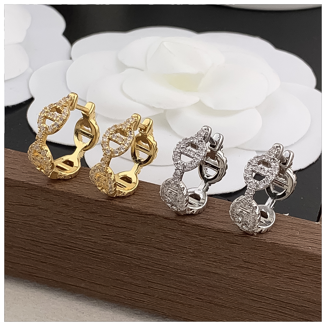 Designer Earrings Women 18K Gold Plated Earring Pig Nose Full Pave Hoop Earrings Luxury Jewlery Designer for Women Elegant Timeless Gift Free Shipping