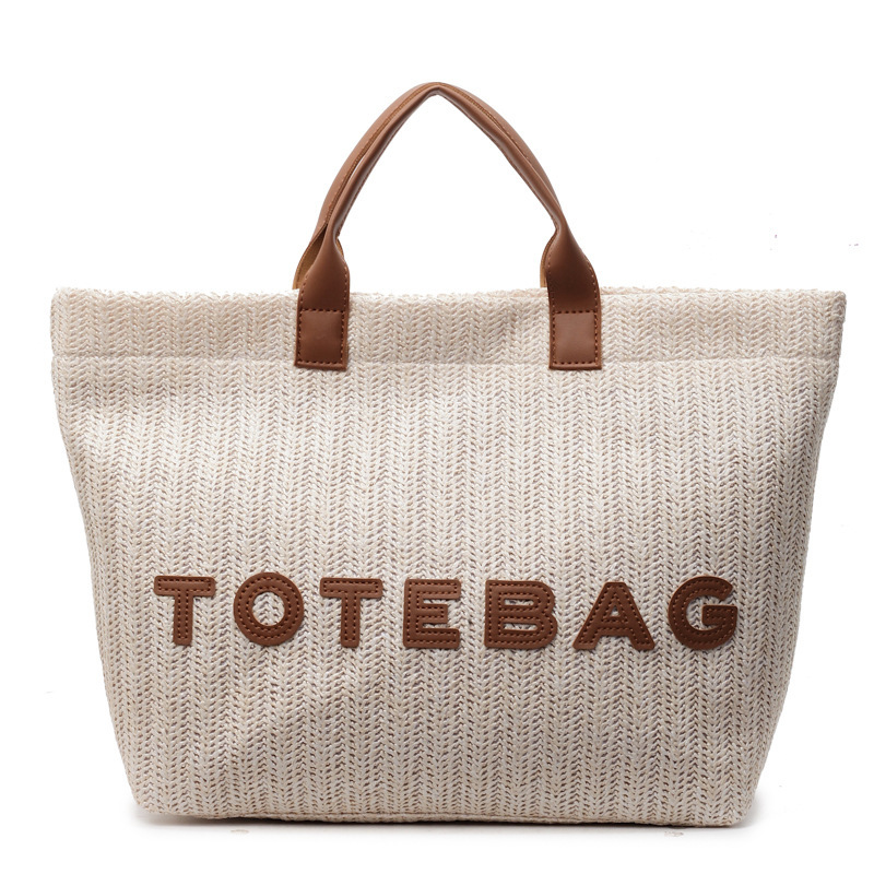 Hot Women's Straw Woven Designer Tote Bag Large Capacity Casual Beach Bag with Letter Print Multi-color Optional Summer Travel Handbag