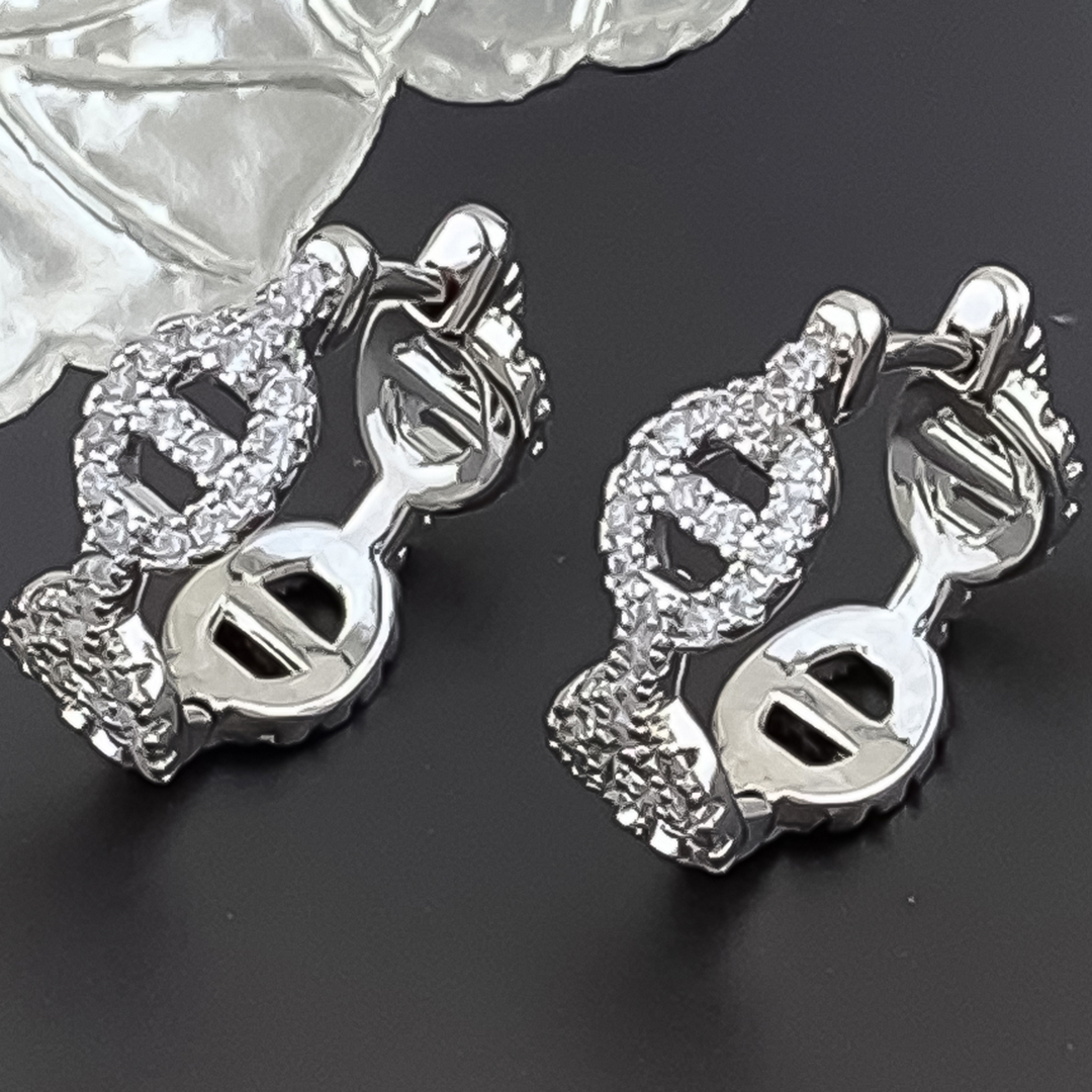 Designer Earrings Women 18K Gold Plated Earring Pig Nose Full Pave Hoop Earrings Luxury Jewlery Designer for Women Elegant Timeless Gift Free Shipping
