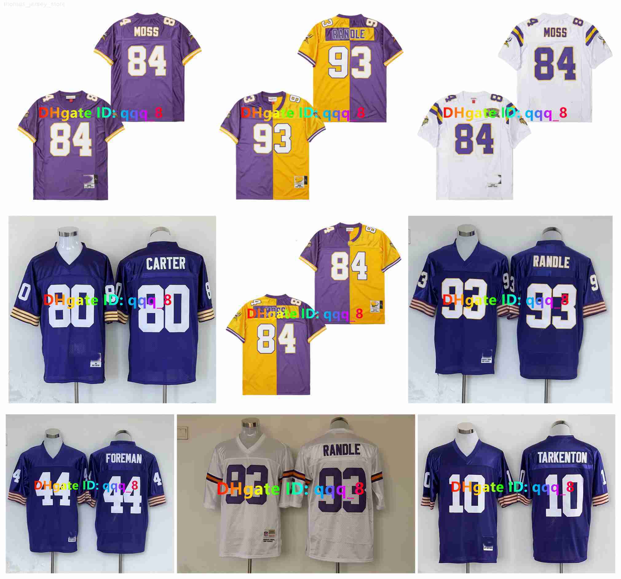 Randy Moss Mimnesota Randle Cris Carter Vkings Maglia Da Calcio Throwback Fran …