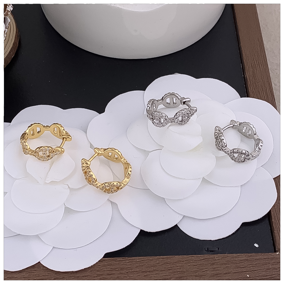 Designer Earrings Women 18K Gold Plated Earring Pig Nose Full Pave Hoop Earrings Luxury Jewlery Designer for Women Elegant Timeless Gift Free Shipping
