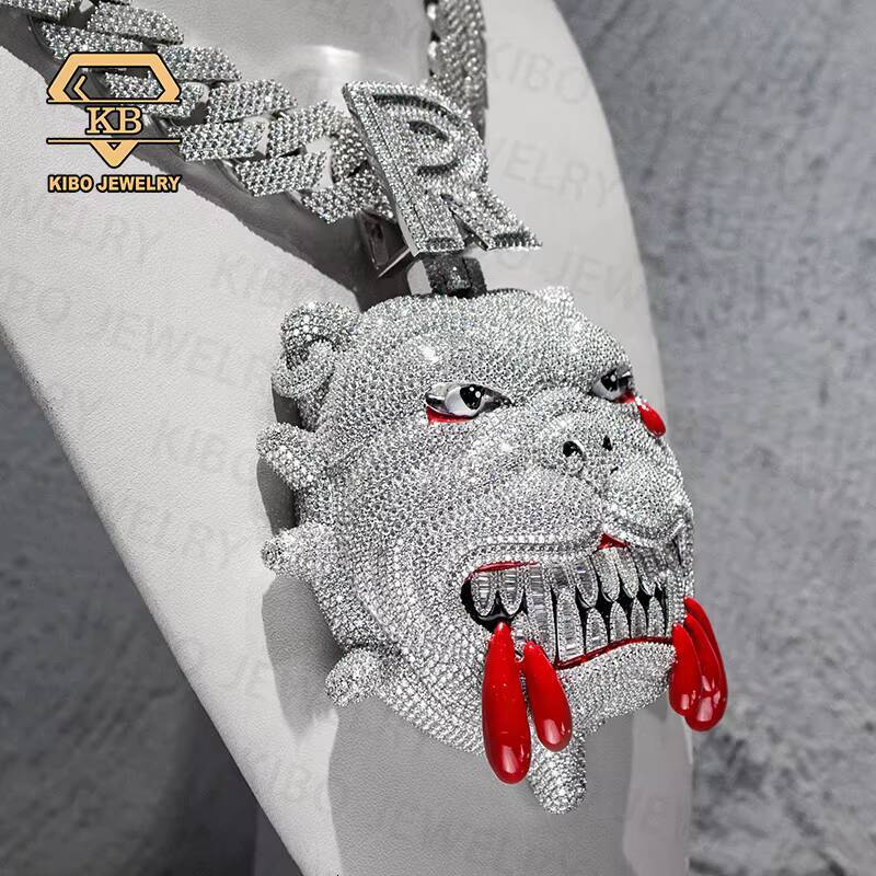 VVS Diamond Chain Pendant Moissanite Big Size Pendant With Iced Out Charm Custom Large Dog Bulldog Pendant for Mens - view 6