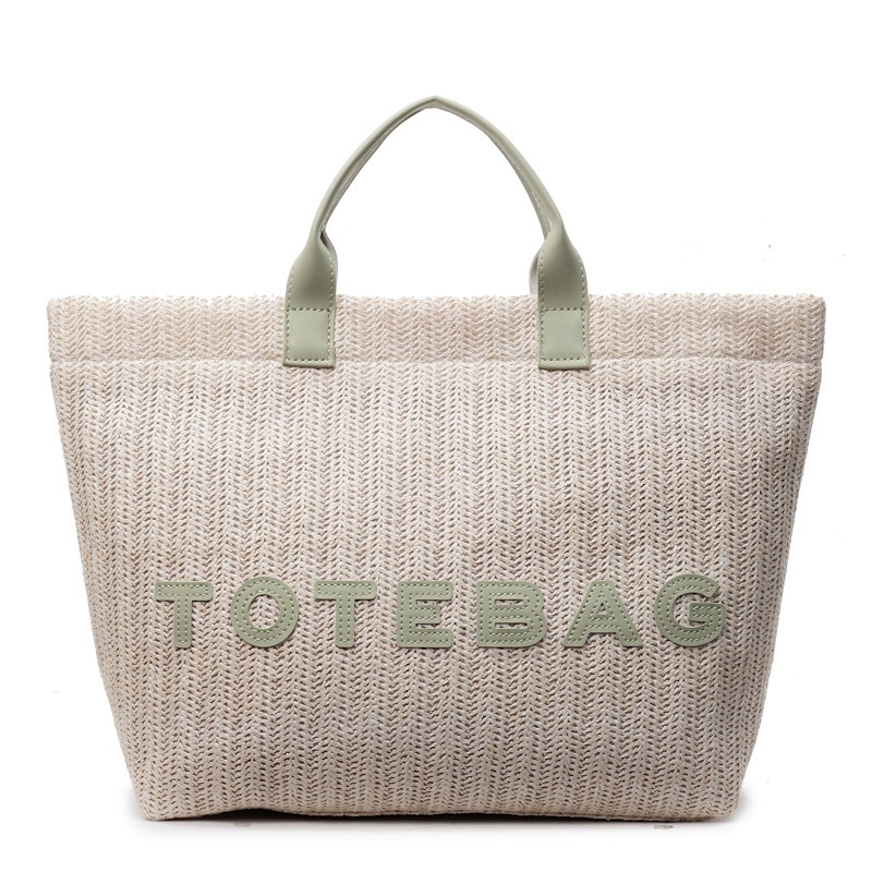Hot Women's Straw Woven Designer Tote Bag Large Capacity Casual Beach Bag with Letter Print Multi-color Optional Summer Travel Handbag