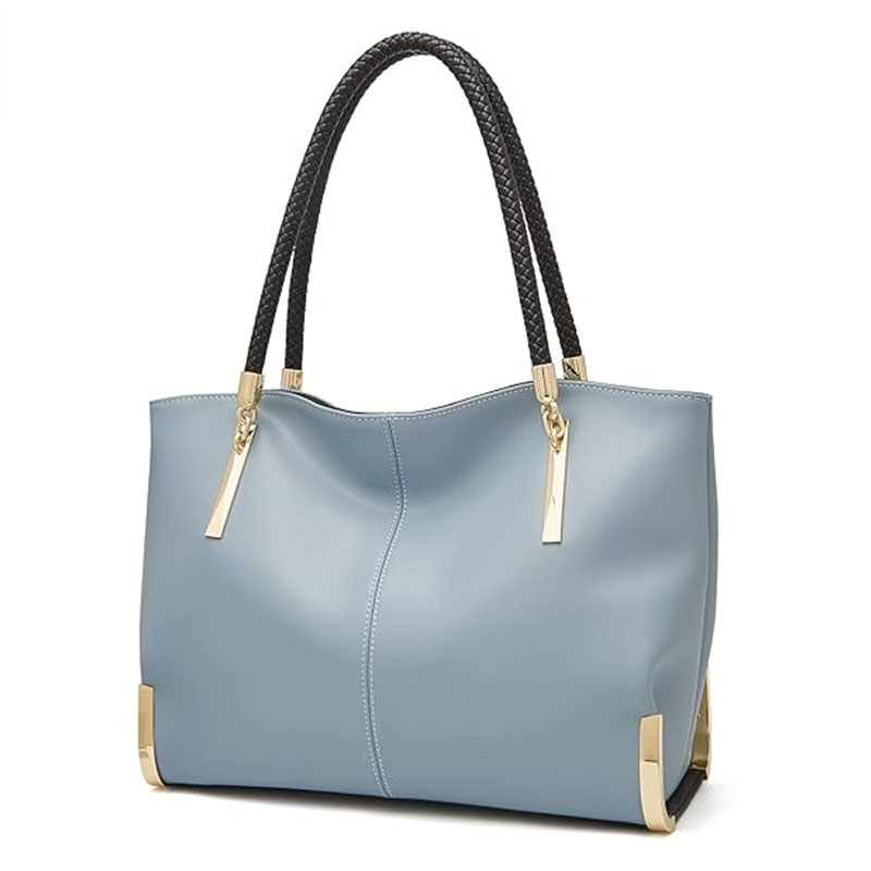 Ladies Luxe Style Handbag Two Layer Leather Shoulder Bag with Braided Handle Ideal for Daily Casual Wear and Versatile Use free shipping
