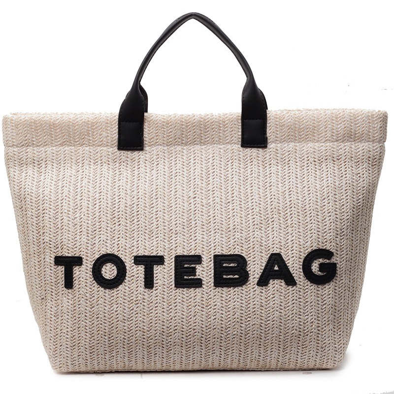 Hot Women's Straw Woven Designer Tote Bag Large Capacity Casual Beach Bag with Letter Print Multi-color Optional Summer Travel Handbag