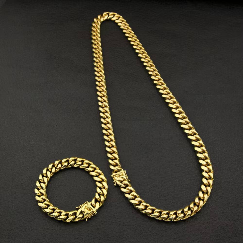 Hip-hop Jewelry2026 6mm 8mm 12mm 18mm 18inch 20inch 24inches 18K gold Miami Cuban Link Chain 18k Gold Silver Color Cuban Link Chain Necklace - view 5