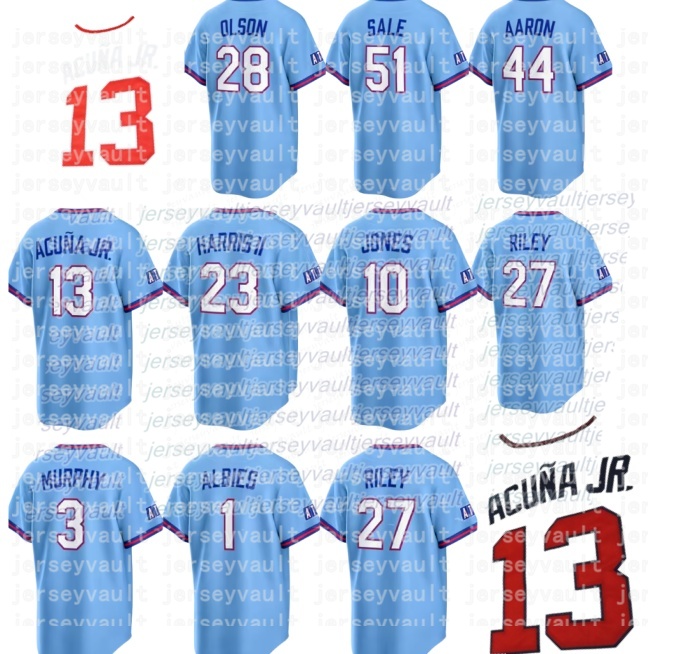 New 2026 City Connect Baseball Jerseys Acuna Jr.13 Ozzie Albies Chris Sale Olson28 Riley27 Jones Dale Murphy Baldwin Sanders Strider Aaron Men Women Y