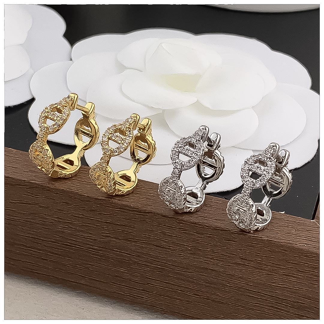 Designer Earrings Women 18K Gold Plated Earring Pig Nose Full Pave Hoop Earrings Luxury Jewlery Designer for Women Elegant Timeless Gift Free Shipping