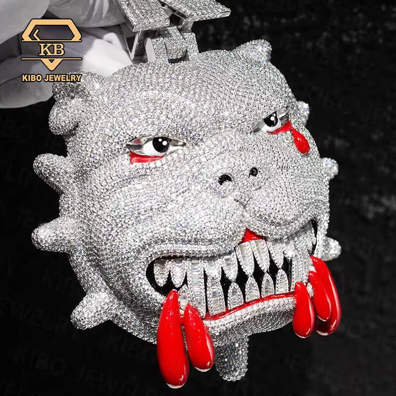 VVS Diamond Chain Pendant Moissanite Big Size Pendant With Iced Out Charm Custom Large Dog Bulldog Pendant for Mens - view 3