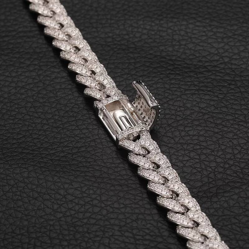 Noya Hip Hop Jewelry 8mm Ice Cube Effect Double Row VVS Moissanite Cuban Link Pendant Necklace 925 Sterling Silver Cuban Necklace