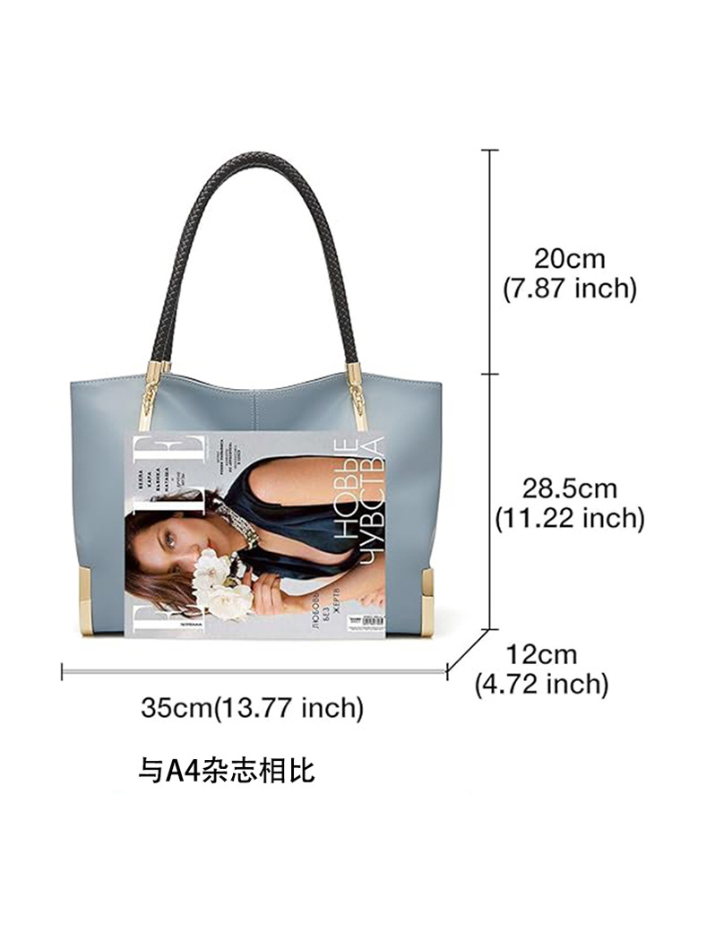 Ladies Luxe Style Handbag Two Layer Leather Shoulder Bag with Braided Handle Ideal for Daily Casual Wear and Versatile Use free shipping